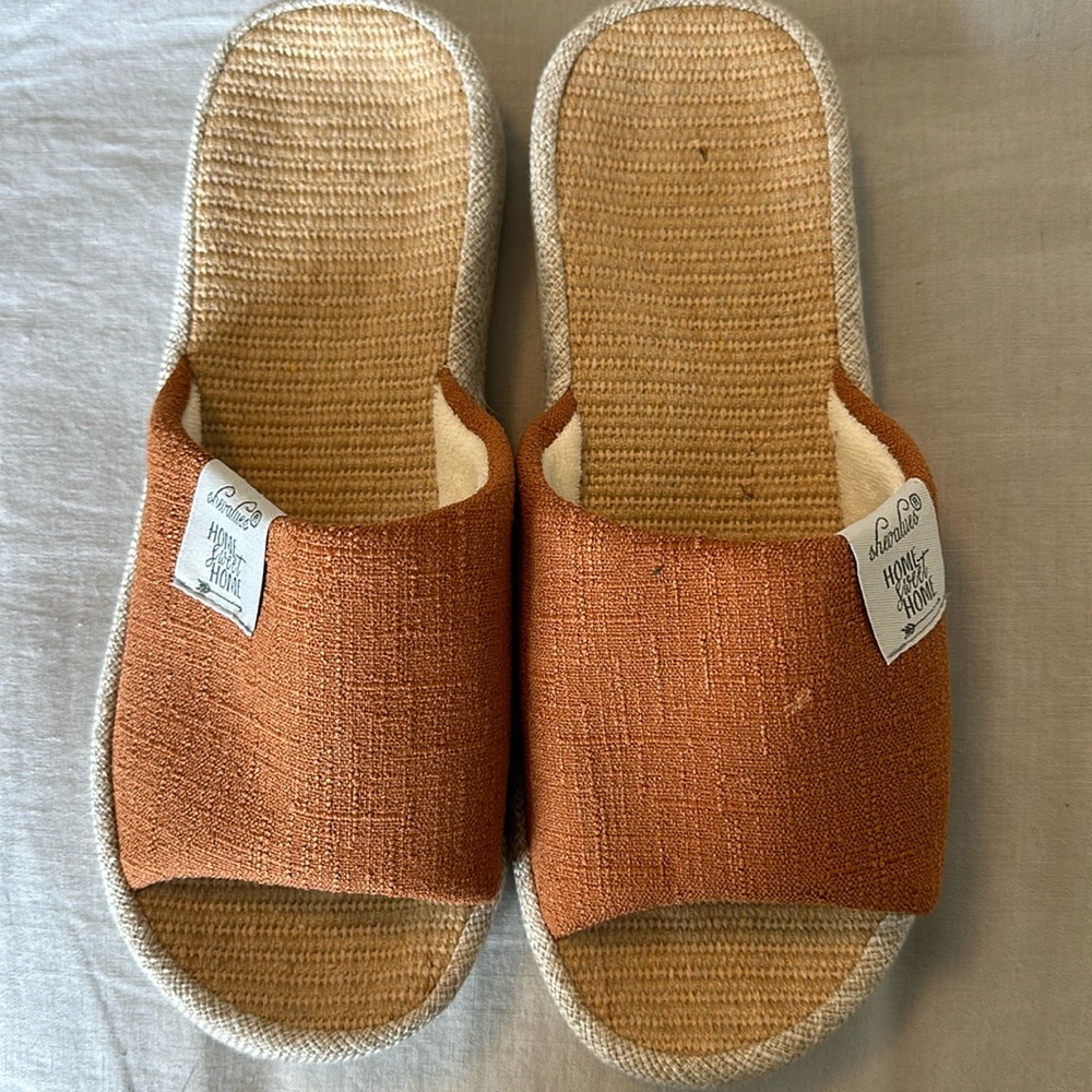 Women's Indoor House Slippers Summer Linen Home Shoes Open Toe Slip on